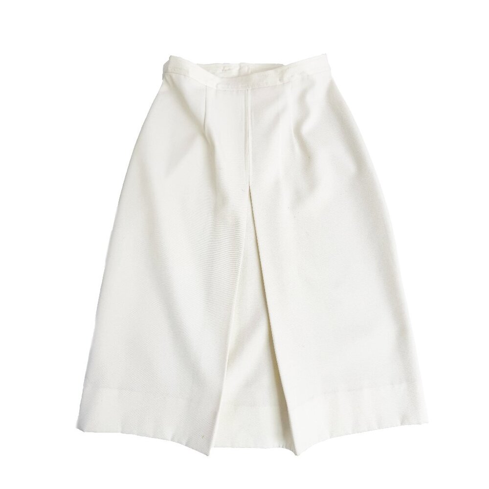 1950s - 1960s Vintage White Pleated Midi Skirt with Talon Zipper - XS/S